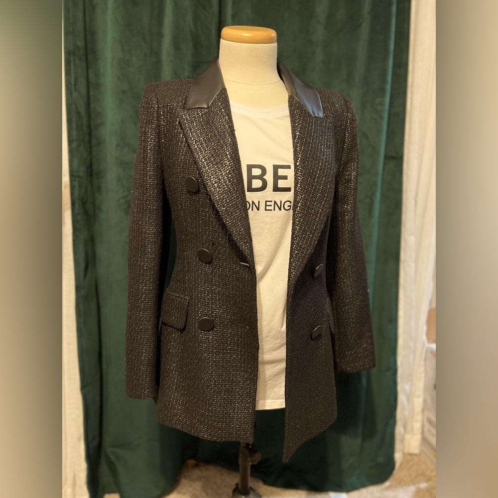 Black tweed with silver size XL zara blazer